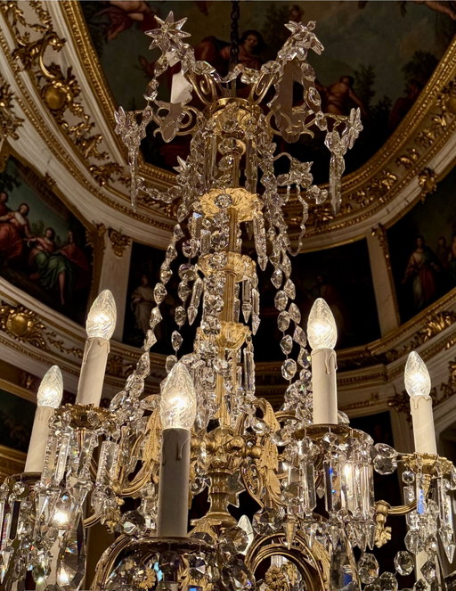Antieke Franse kristallen kroonluchter ca. 1870 – Rijk verguld & geslepen kristal – 120 × 80 cm✨ – Gold (photo 2 of 14)