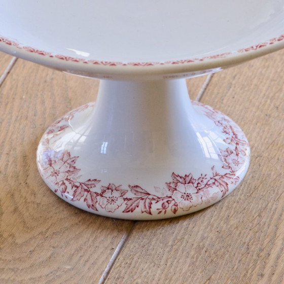 Image 1 of Compotier ancien en faïence terre de fer rose 