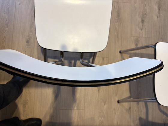 Image 1 of Vintage Brabantia kitchen chairs 1960s - set of 2 - white formica/chrome with armrests