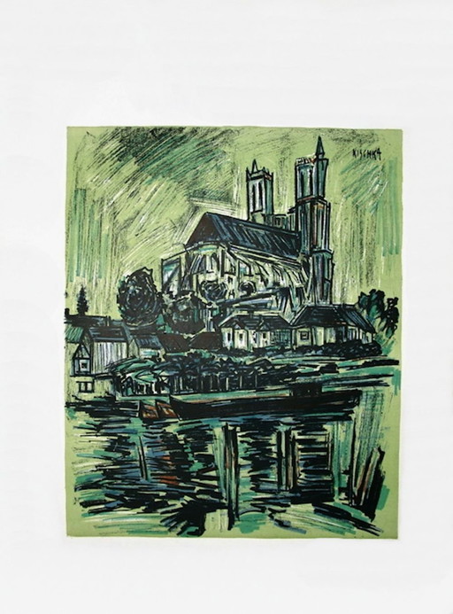 Isis KISCHKA Cathédrale de Mantes la Jolie Originalplakat 1960