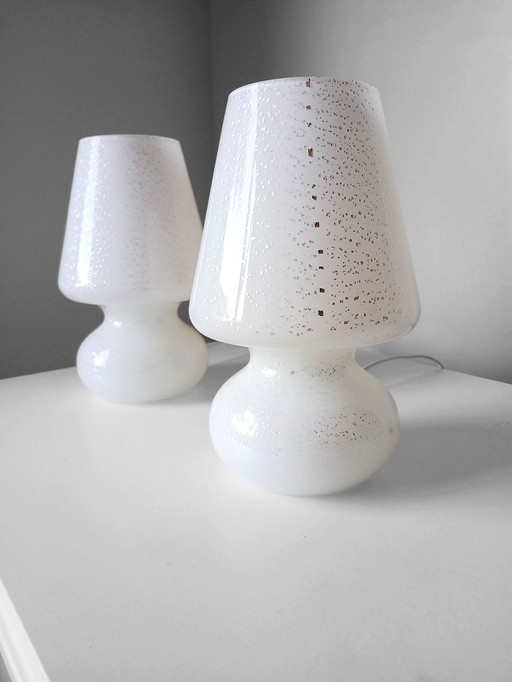 Coppia di lampade fungo in vetro di Murano