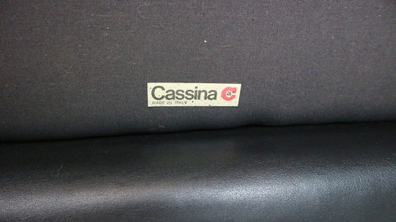 Image 1 of Vico Magistretti Maralunga - Sedia da salotto in pelle nera per Cassina, anni '80