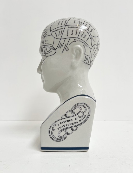 Keramieken 30 cm Hoge Phrenology Hoofd, 1990’s