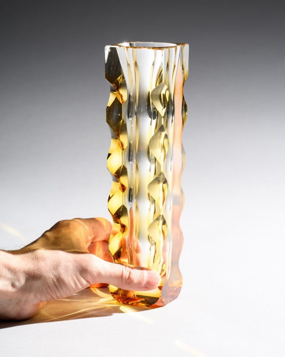 Image 1 of Exbor Oldrich Lipa Lipsky Sculptural Czech Art Glass Vase DUO Vintage 60s-70s