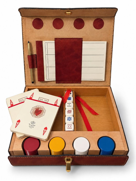 Set da gioco in pelle marrone, Oggetti decorativi, Plastica, Vintage (foto 5 di 5)