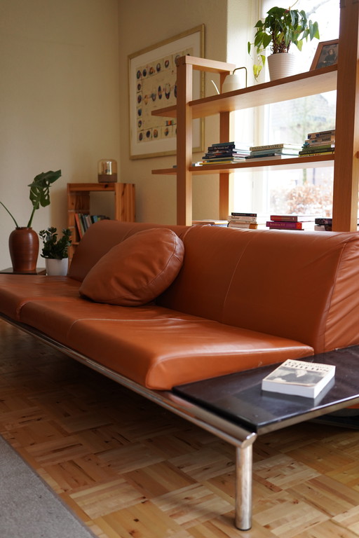 Harvink The Mission 3-Seater Brown Leather & Chrome