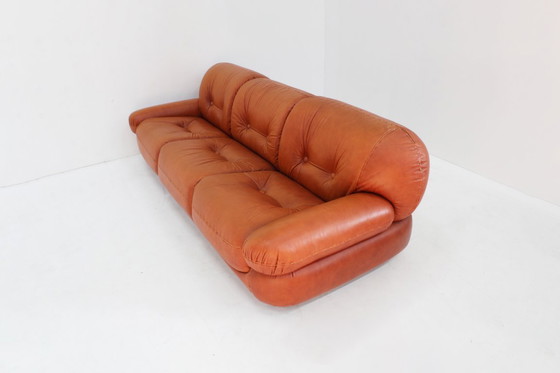 Image 1 of Canapé vintage en cuir cognac Sapporo Mobil Girgi années 1970