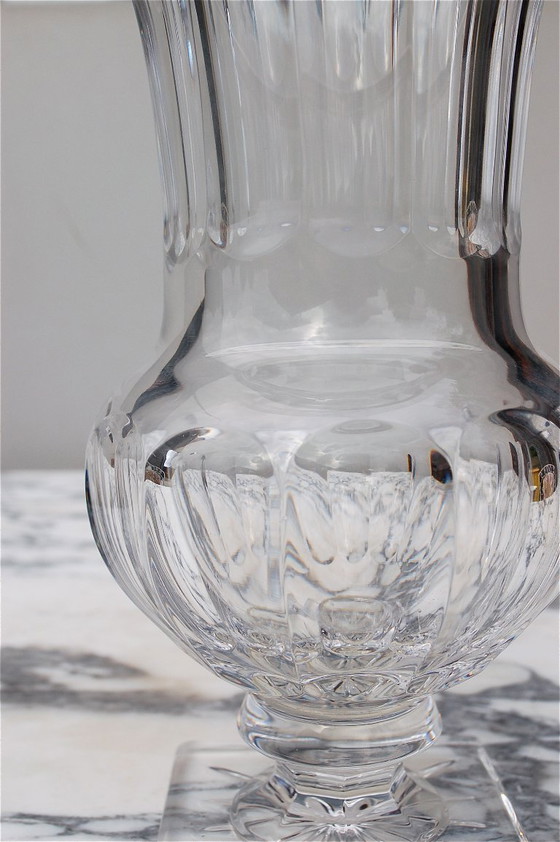 Image 1 of Urn-shaped crystal vase with solid silver rim, Gebrüder Kuhn