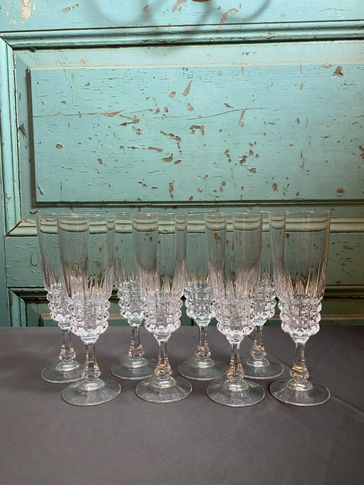 8X flûtes à champagne D'Arques Pompadour en cristal
