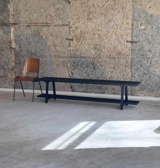 Image 1 of Old metal checkroom bench, 1960