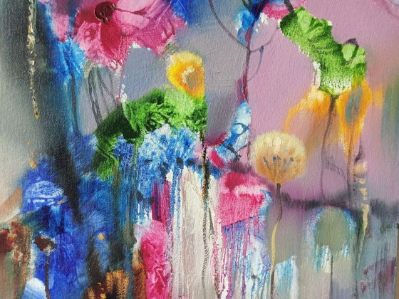 Peinture à l'Huile Originale Abstraite Nature Fleurs Fille Arômes du Printemps – Peintures et dessins, Canvas (photo 5 of 10)