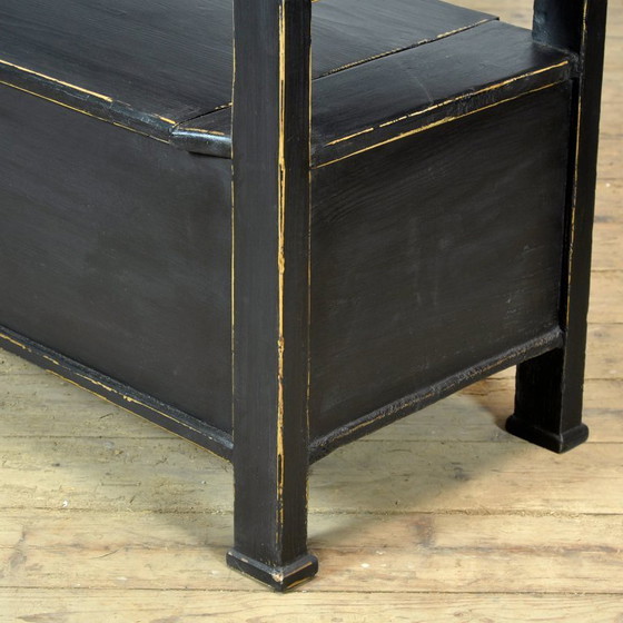 Image 1 of Antieke grenen bank met neerklapbaar blad, jaren 1900