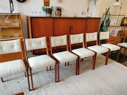 Set vintage di 6 sedie da pranzo danesi in teak