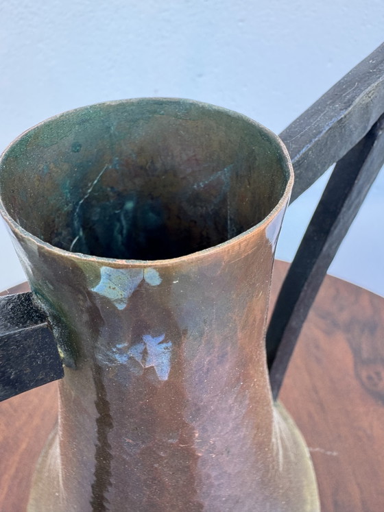 Art Nouveau Vase, Hammered and Flamed Copper (photo 4 of 12)