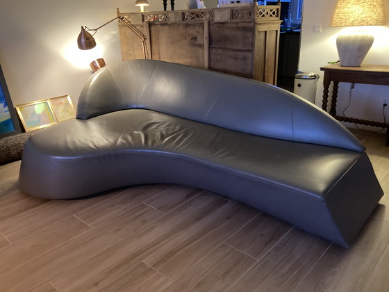 Image 1 of Banque Leolux Morena + hocker, couleur taupe leer