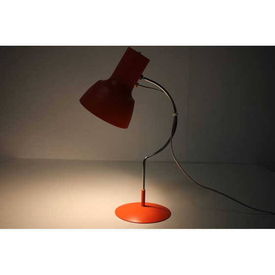 Image 1 of Pair of vintage desk lamps, orange-red, Czechoslovakia 1960