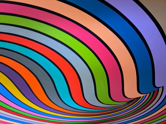 Image 1 of Cuadro abstracto moderno - 'Movimiento' de Franklin van Dam - Op-Art acrílico sobre MDF - 95 x 95 cm