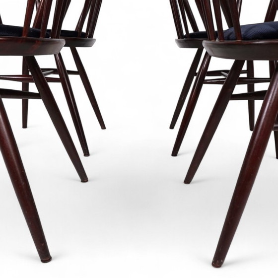 Image 1 of Set of 4 Windsor chairs, mahogany, 1960