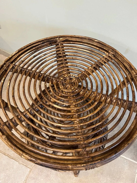 Mesa redonda de ratán – Mesas de centro, Wicker, Rattan, Vintage (photo 8 of 15)