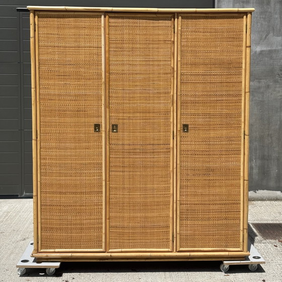 Image 1 of Armoire Dal Vera en bambou et rotin – Italie, années 1970
