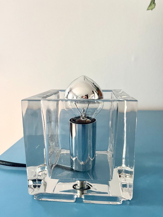 Image 1 of Vintage Cube Glass Lamp by Nachtmann Leuchten, 1990s Modern Design Light