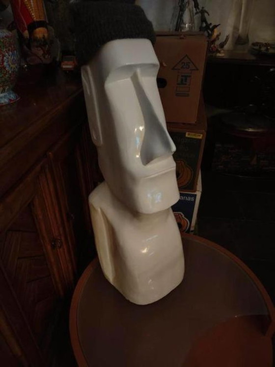 Image 1 of Statue de jardin Moai Île de Pâques Plastique blanc