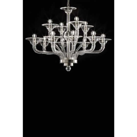 Image 1 of Luxuriöser Kronleuchter aus transparentem Muranoglas – Modernes lineares Design
