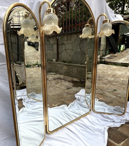 Vintage gold brass mirror