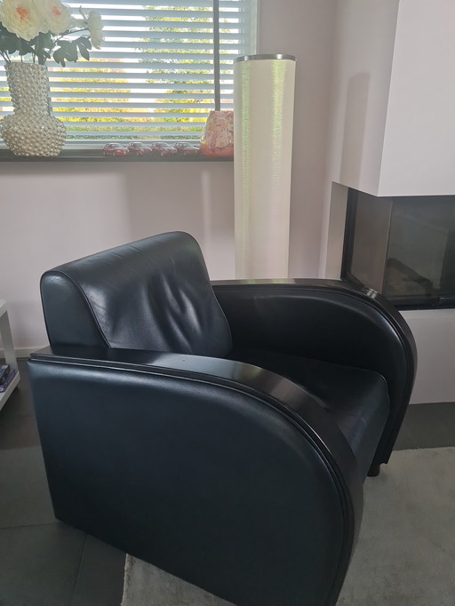 Fauteuil en cuir noir Dutch Design