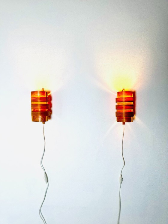 Set of Curved Pine Veneer Wall Lamps by Hans-Agne Jakobsson for Markaryd, Sweden, 1960s – Markaryd AB (photo 4 of 6)