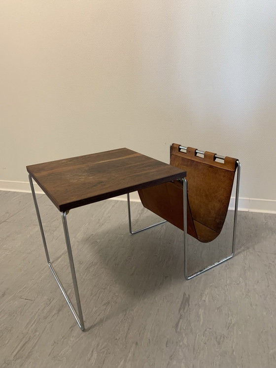 Tavolino Brabantia con portariviste – Tavolini, Pelle, Legno (photo 2 of 7)