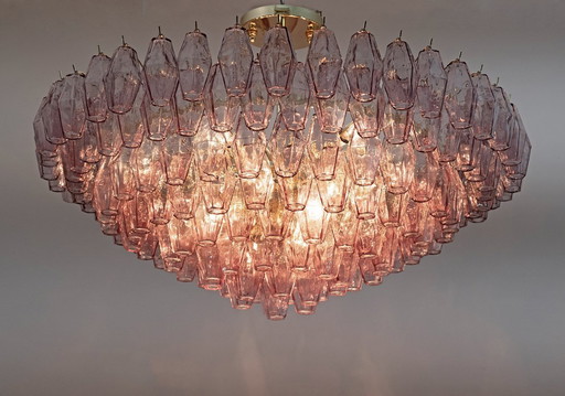 Carlo Scarpa Style Mid-Century Modern Murano Glass Poliedri Chandelier by Venini