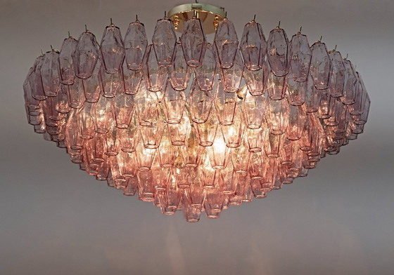 Image 1 of Carlo Scarpa Style Mid-Century Modern Murano Glass Poliedri Chandelier by Venini