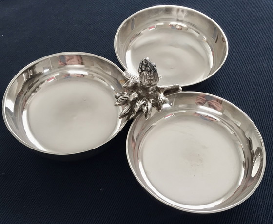 Image 1 of Aarti versilberte Servierplatte aus Metall mit 3 Fächern.
