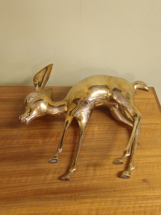 Image 1 of Vintage Brass Bambi Deer Statue France