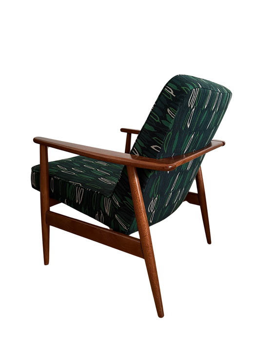 Image 1 of Set middeneeuwse fauteuils, door Juliszu Kędziorek in groen jacquard, jaren 1960