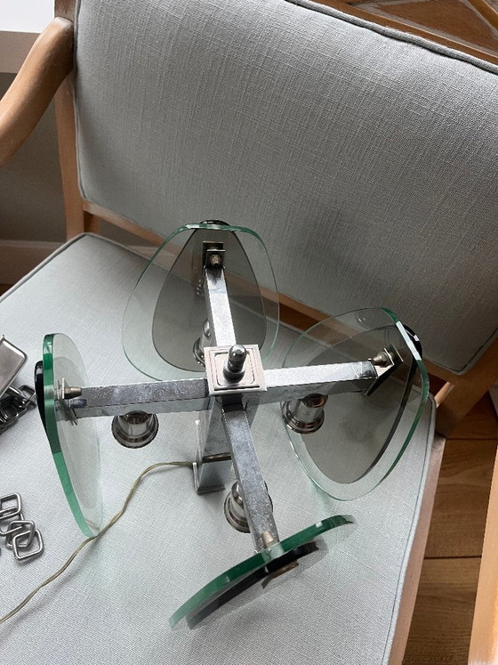 Image 1 of Suspension Veca Vetreria Castelli Space Age – Design vintage italien – Verre fumé et chrome