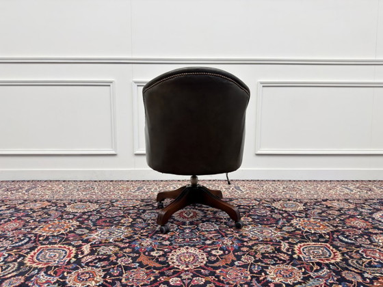 Classica sedia da ufficio inglese Wade Chesterfield – Sedie da ufficio, Leather, Wood (photo 4 of 8)