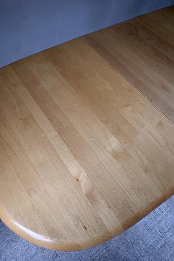 Ausziehbarer skandinavischer ovaler Esstisch aus den 70er Jahren, Esstische, Holz, Beige (Foto 11 von 15)