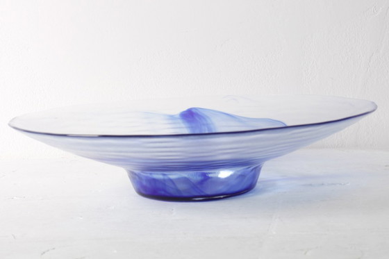 Image 1 of Vintage Blue Swirl Glass Fruit Bowl / Bormioli Rocco / Italy / 1990s