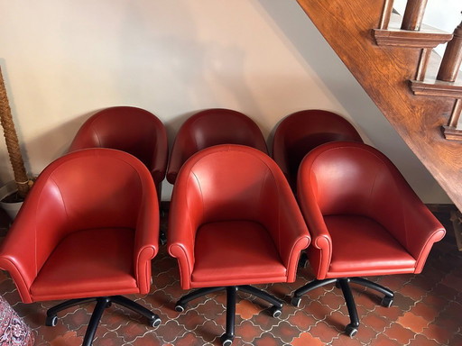 6x Vintage Poltrona Frau "Sinan" design office chairs