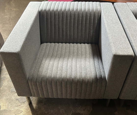 4x Deberenn Mona Design Armchairs Light Grey Ribbed Fabric - As Good As New – Textile (photo 11 of 12)
