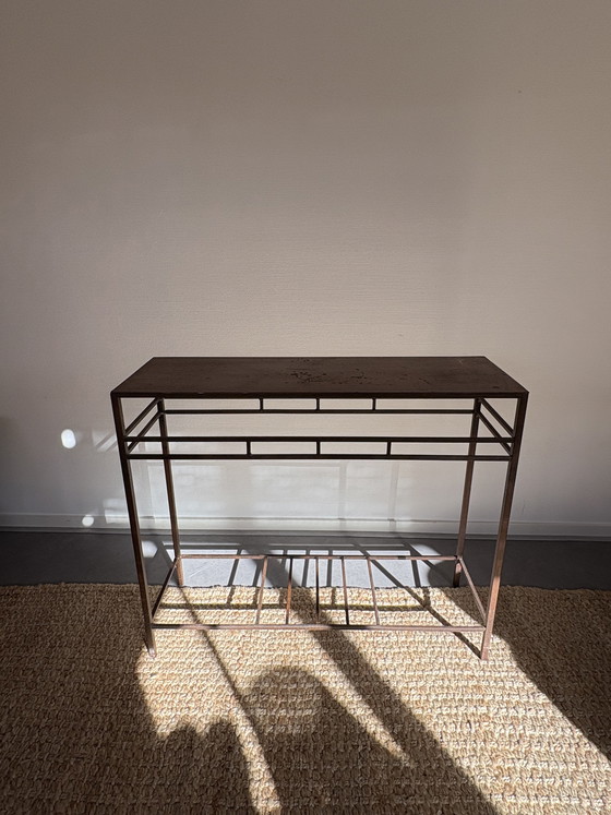 Image 1 of Vintage wrought iron console side table Castiron Japandi style L90cm