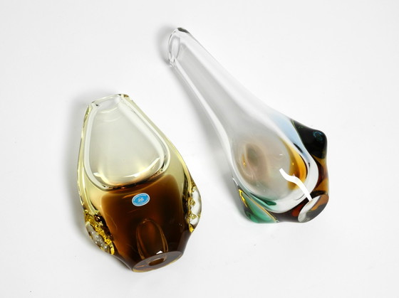 Image 1 of Two beautiful crystal glass vases from the 1960s by Miroslav Klinger for Bohemia Glass - Made in Czech