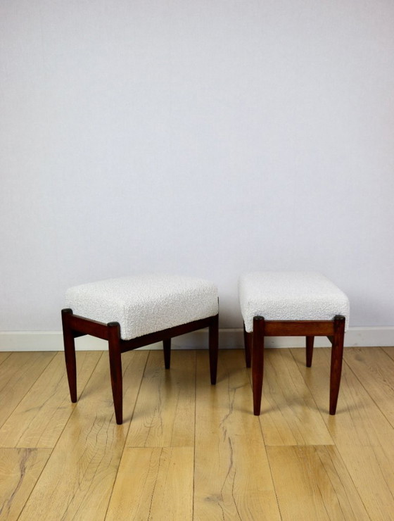 Image 1 of Sgabello Edmund Homa, seduta in bouclé bianco avorio crema - 2 pezzi disponibili