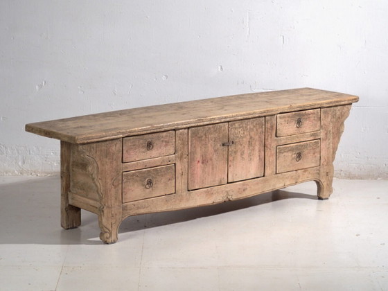 Antique low sideboard in pine wood – China, circa 1920 – Iron (photo 2 of 40)