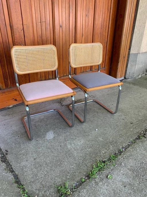 Mid-Century Modern Italian Marcel Breuer B32 Cesca Chairs, 70s set of 2