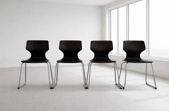 4x Flötotto Sedie da pranzo, Legno, Metallo, Marrone, Modern (foto 3 di 14)
