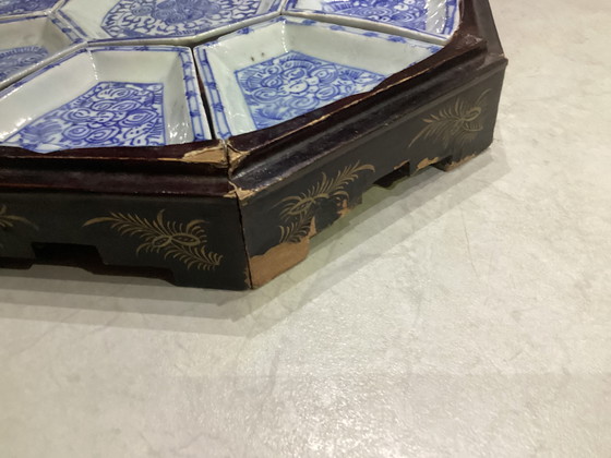 Image 1 of Set di porcellana Horse deuvré in scatola laccata