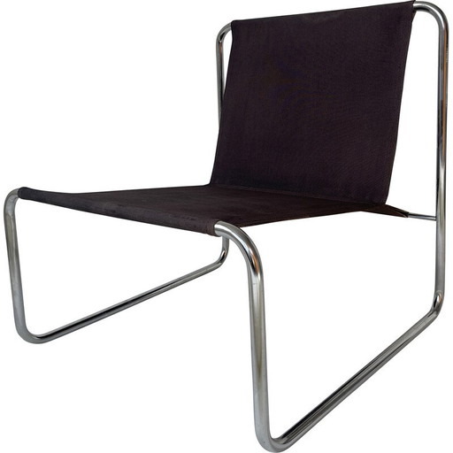 Sedia vintage in tela con struttura cromata, Regno Unito 1970